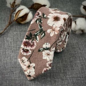 Men’s Taupe Rustic Style Floral Necktie
